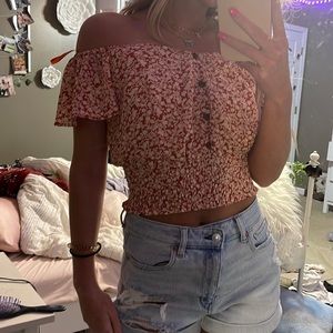 small, red crop top